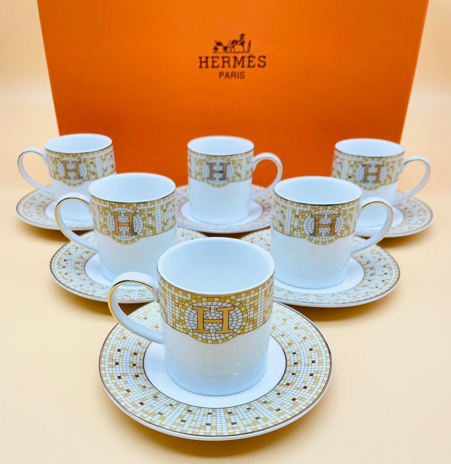 Hermes Turkish coffee set of 6 - Hermes Turkish Coffee Cups | Aleppo Gift UAE